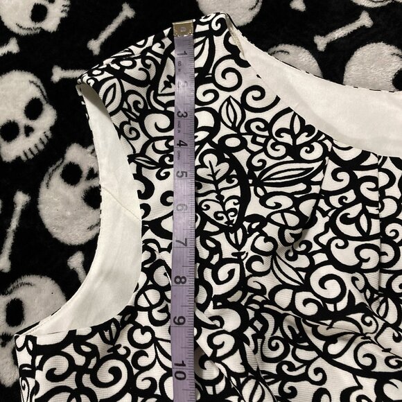 ADDITION ELLE Plus-size black white scrolling leaf print dress ~ XXL 2X XXXL 3X - Picture 11 of 14